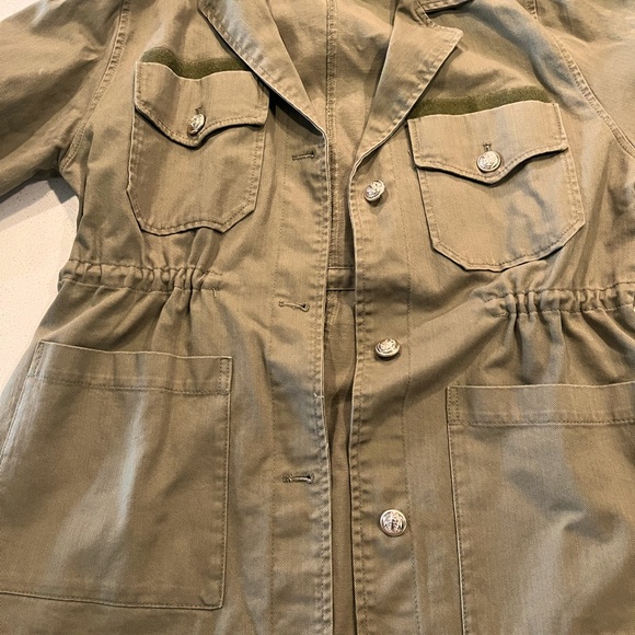 Zara. Army Green Utility Jacket. Cinchable drawcord at waist - Picture 3 of 7